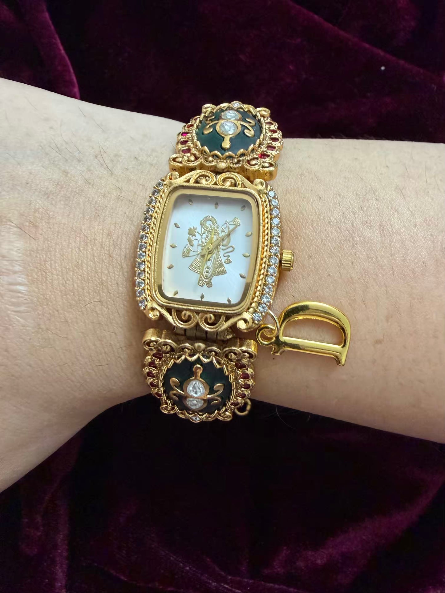 Shreenathji Krishna Maharani Heritage Watch Rakhi in Premium Swarovski (Free Initial)