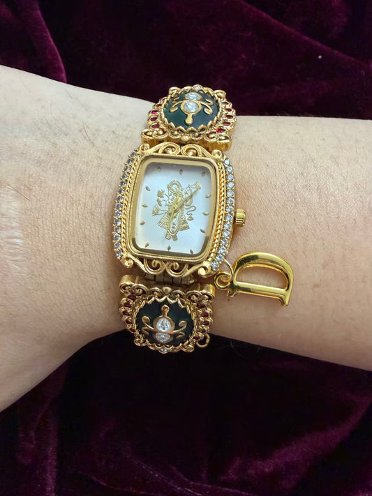 Shreenathji Krishna Maharani Heritage Watch Rakhi in Premium Swarovski (Free Initial)