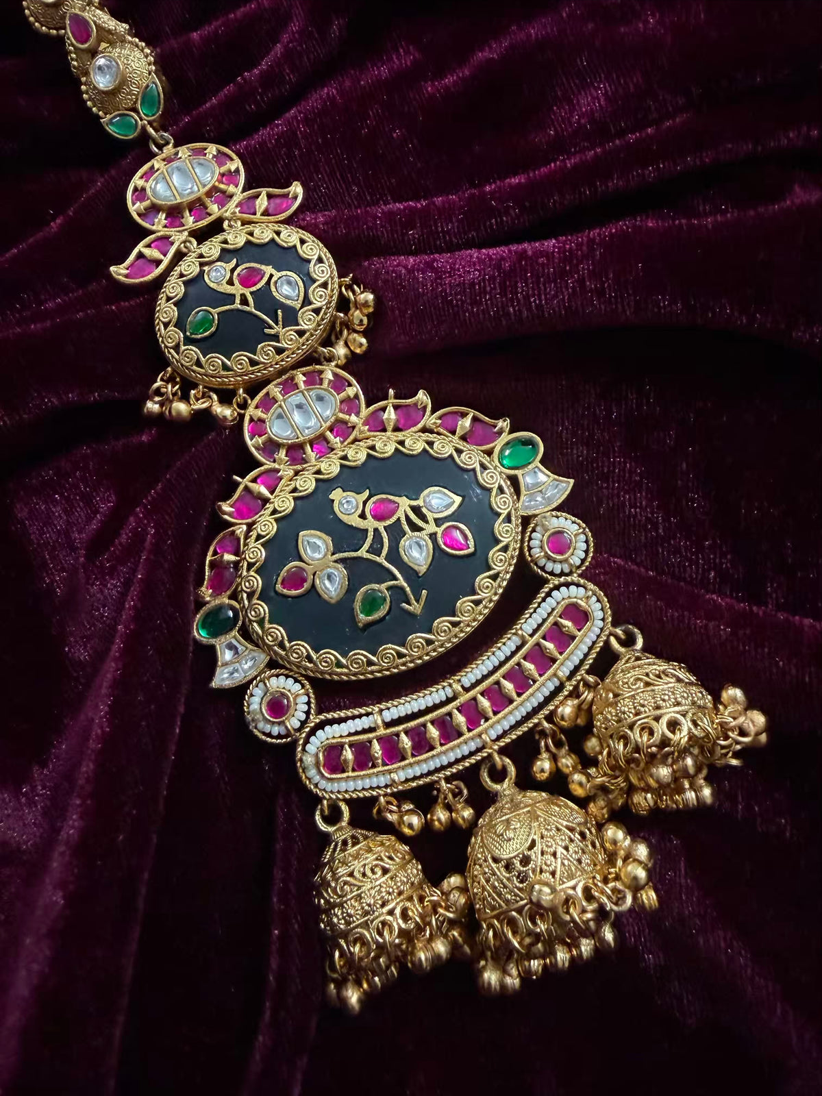 Emerald Green Designer Heritage Kamar Juda in Premium plating