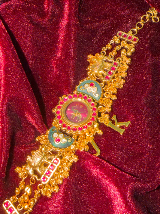 1980s Burgundy Dial Maharani Watch Heritage Bracelet