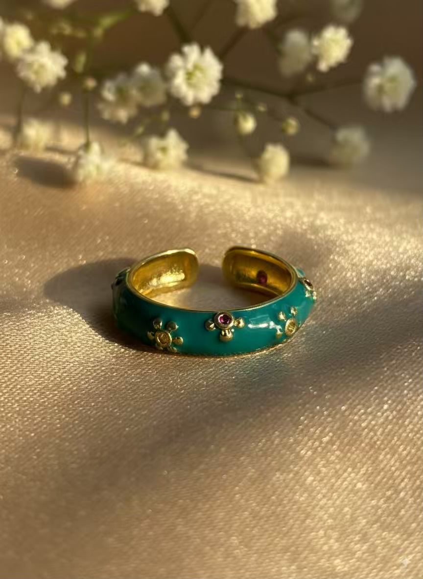 Green Gold Plated Premium Ring (Adjustable)