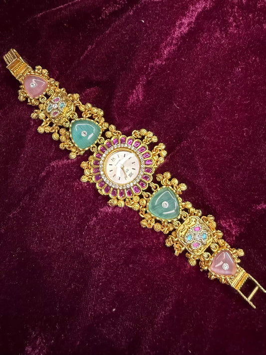 Blush Mint  Dial Maharani Watch Heritage Bracelet ( Fits till 2.6 )