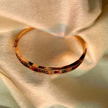 Load image into Gallery viewer, Belle Wavy Multicoloured Baguette Unique Stones Kadha Bracelet Bangle Gold
