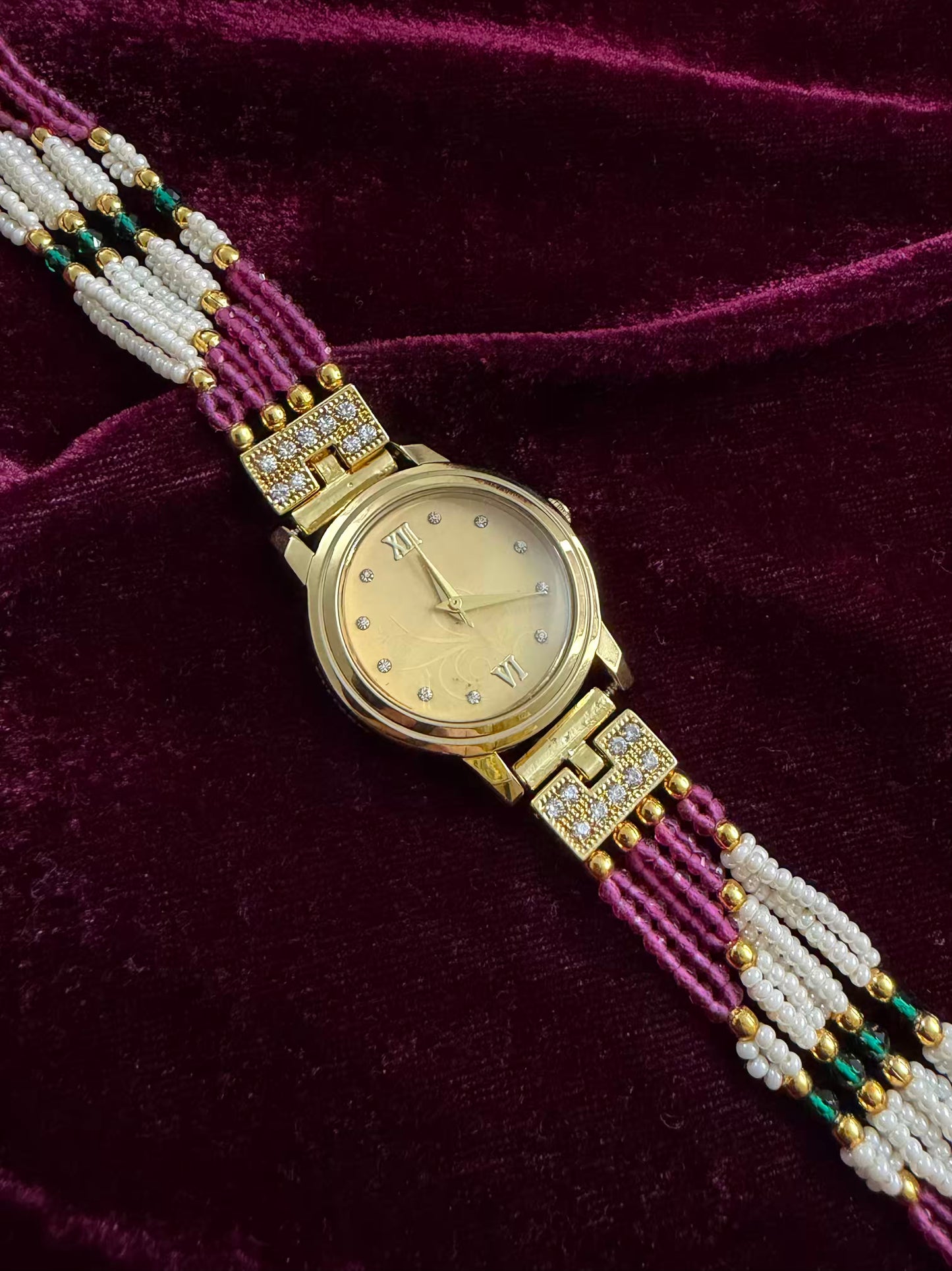 Gold Dial Royal Pink Maharani Watch Design Heritage Bracelet
