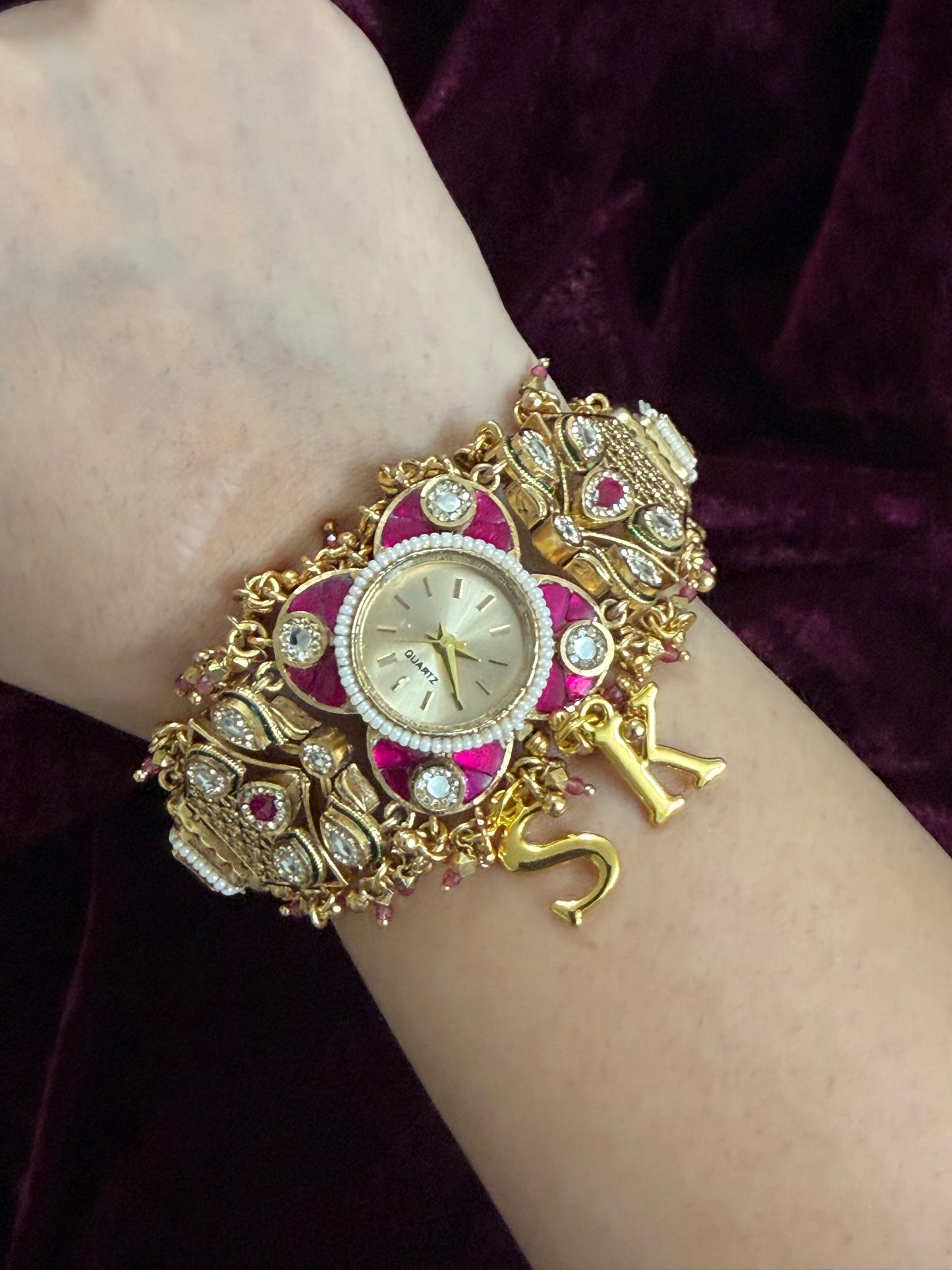 Ruby Floral Pink Maharani Watch Design Heritage Bracelet