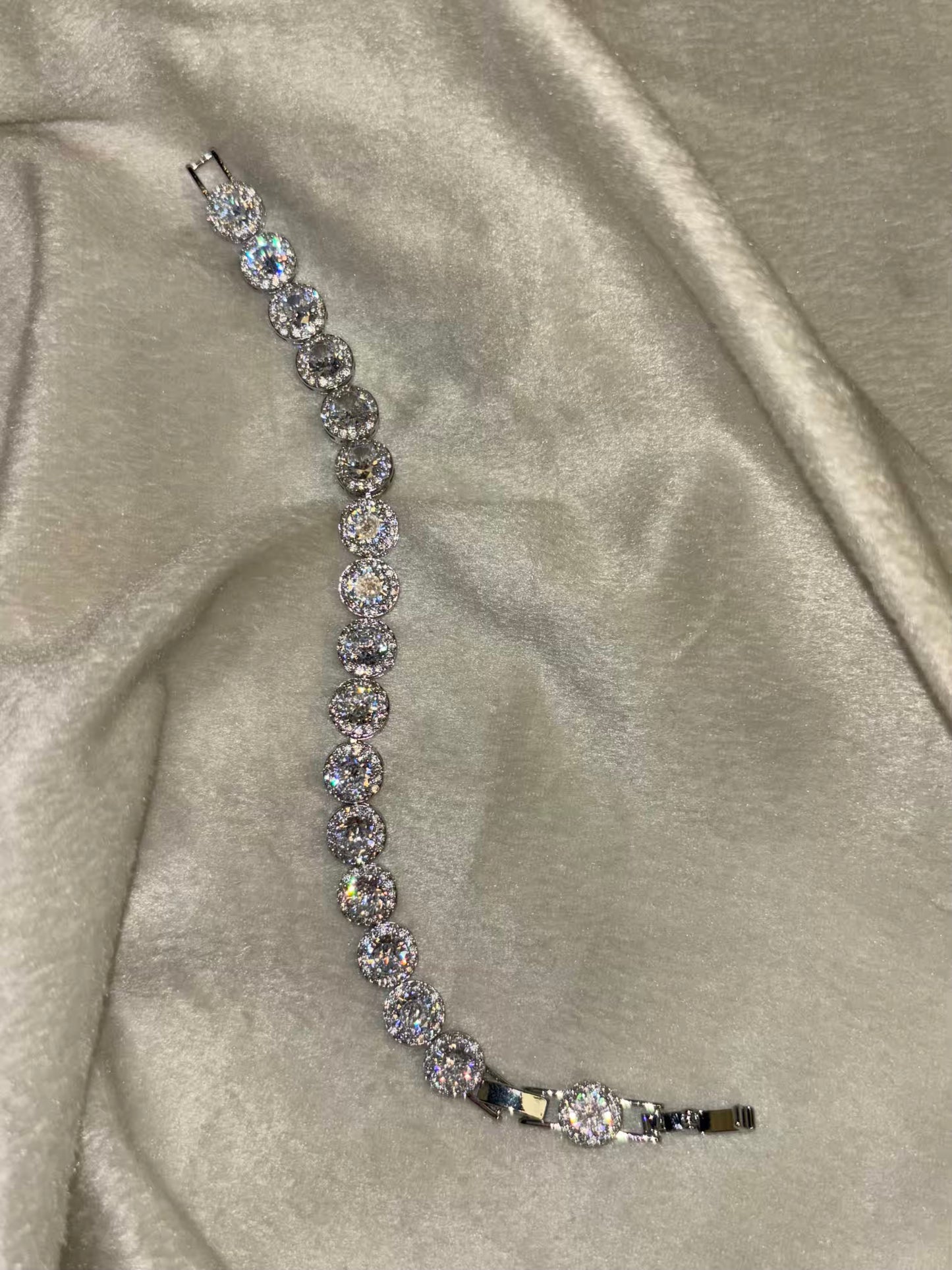 Round Doublet Tennis Bracelet with Loaded Diamonds - Silver Plated