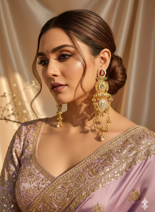 Pashmina Layered Kashmiri Brass of  Premium Plated Ghungroo Earrings