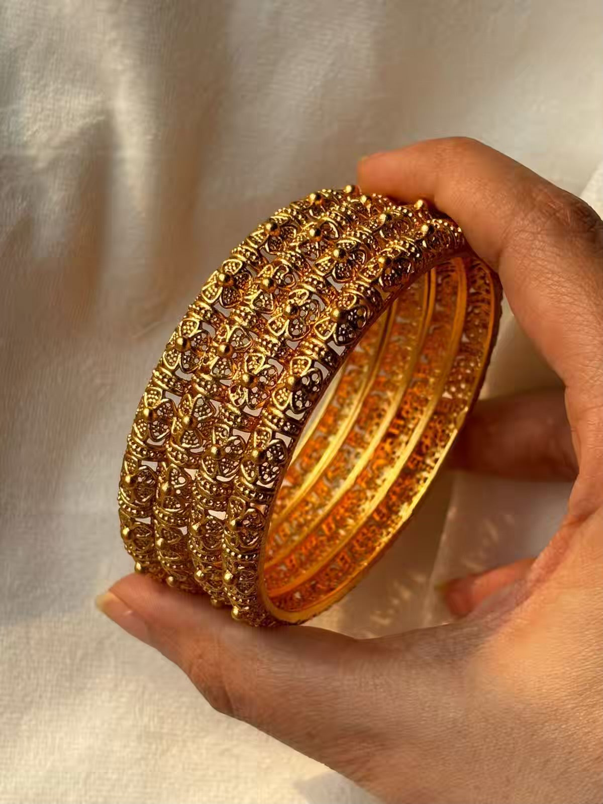 Traditional Floral Designer Bangle Gold (2.6) ( Set of 4)