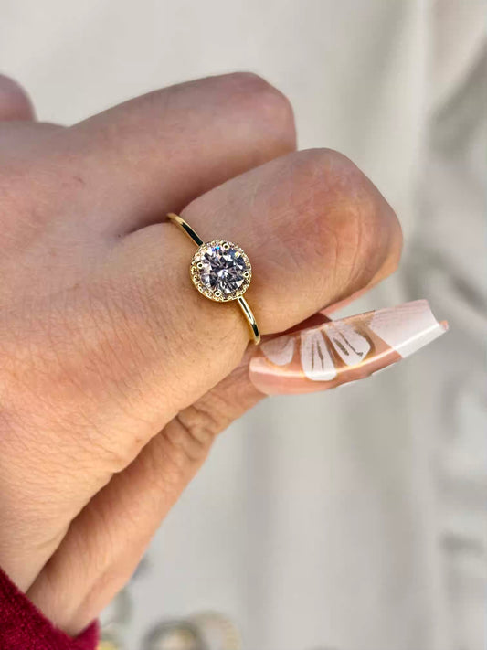 Mini Solitaire Ring - Gold Plated