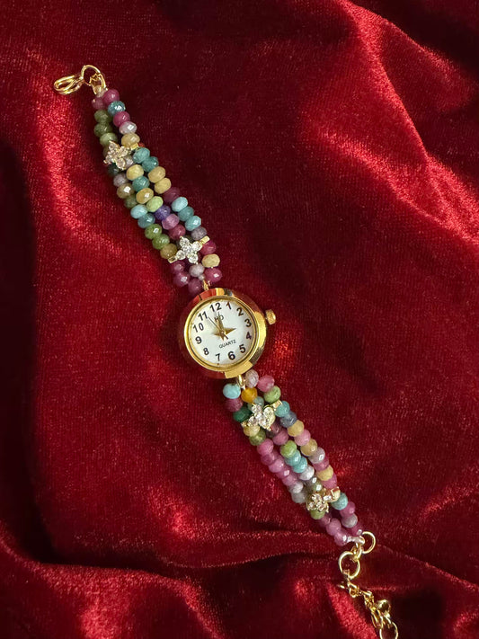 Crystal Beaded Affordable Maharani Kundan Watch Design Heritage Bracelet