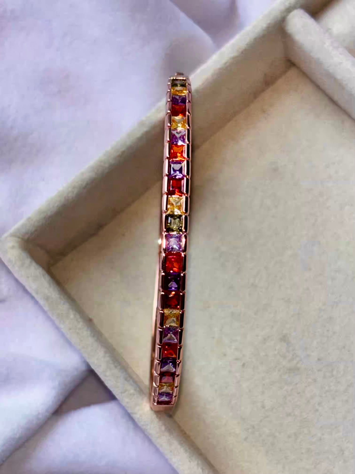 Premium Colourful Studded Style Kada Bracelet Bangle - Rose Gold