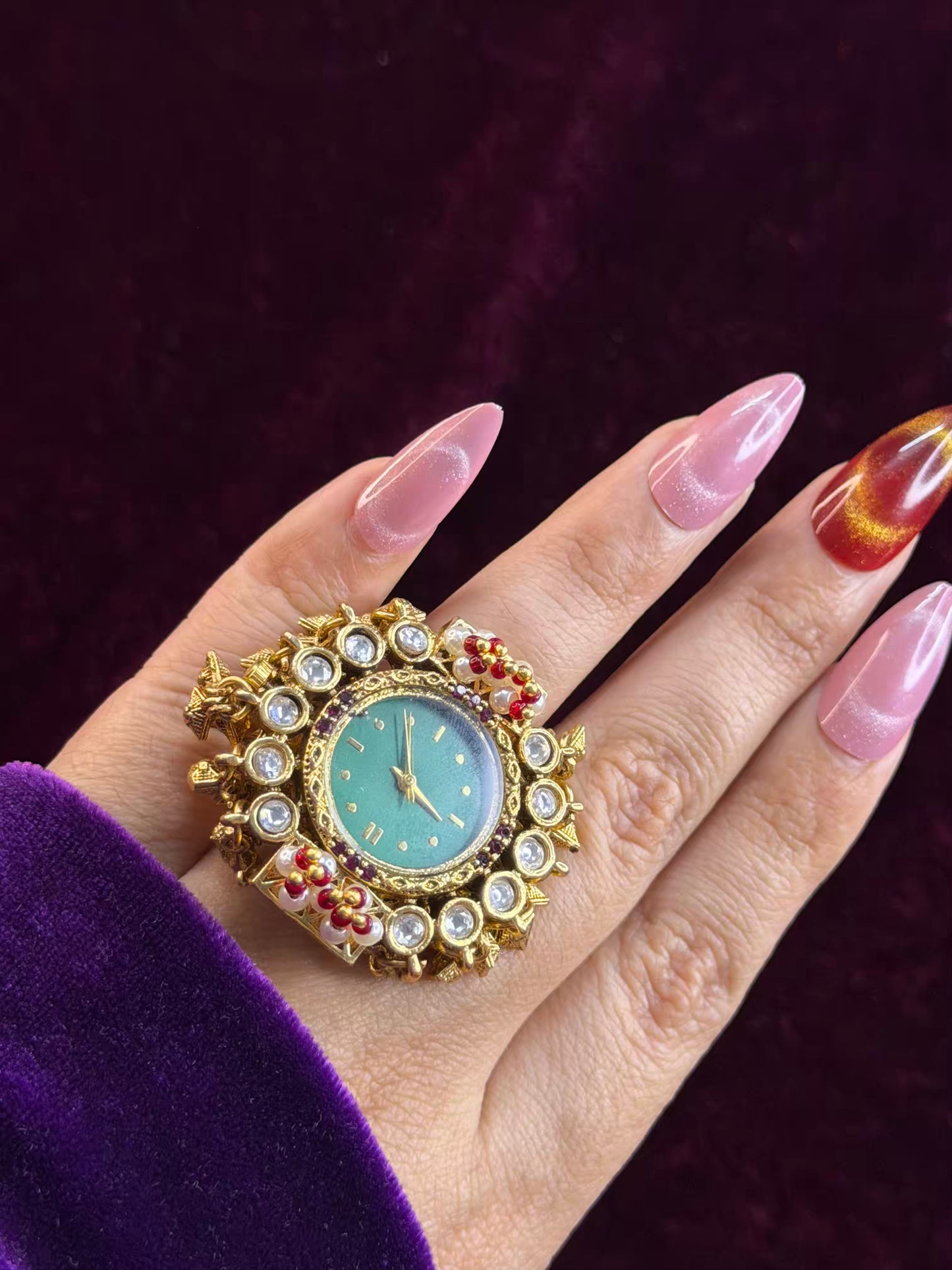 Green Dial Maharani Watch Heritage Ring ( Adjustable)