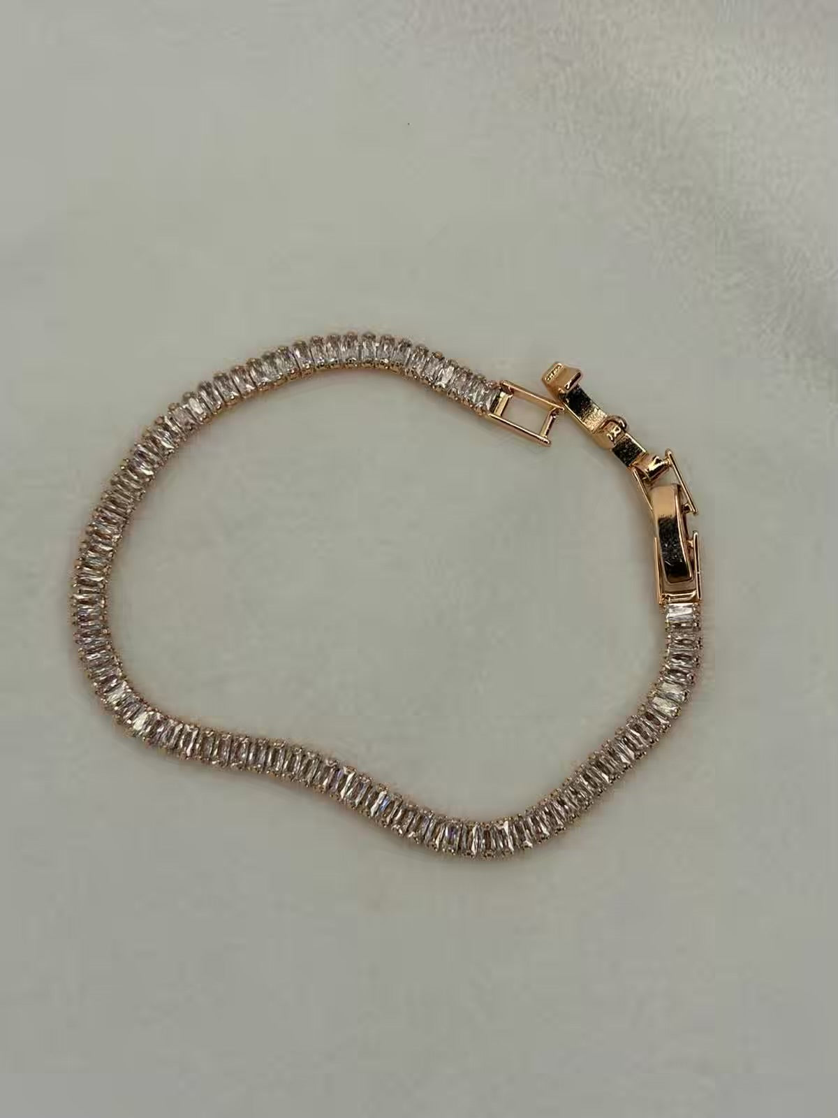 Premium Single Line Solitaire Diamonds Tennis Bracelet  Rose Gold ( Unisex ) 1pc