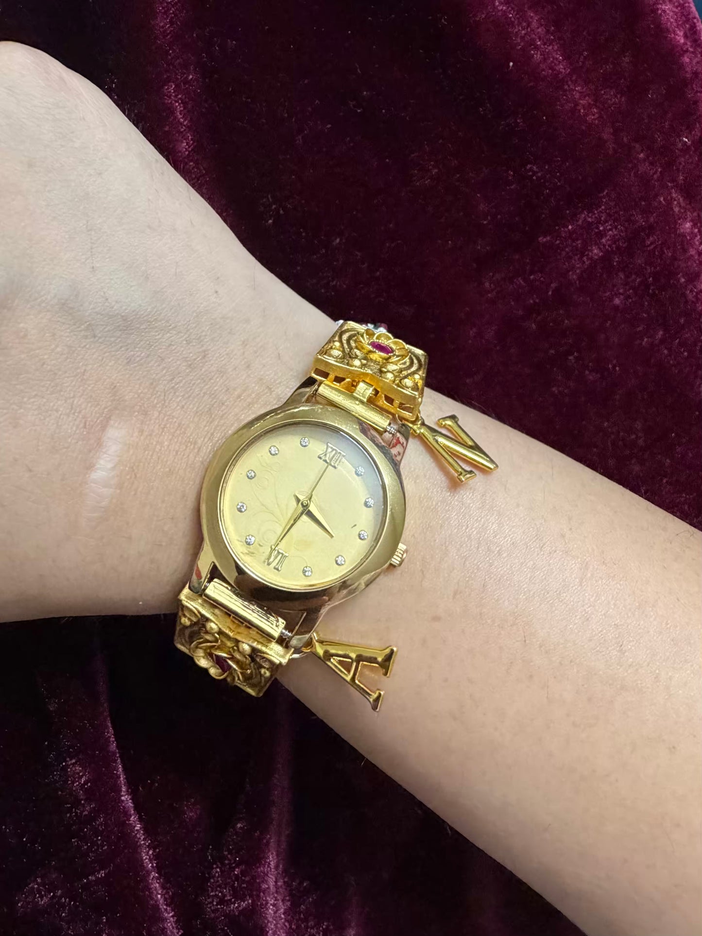Gold  Dial Pearly Maharani Watch Heritage Bracelet