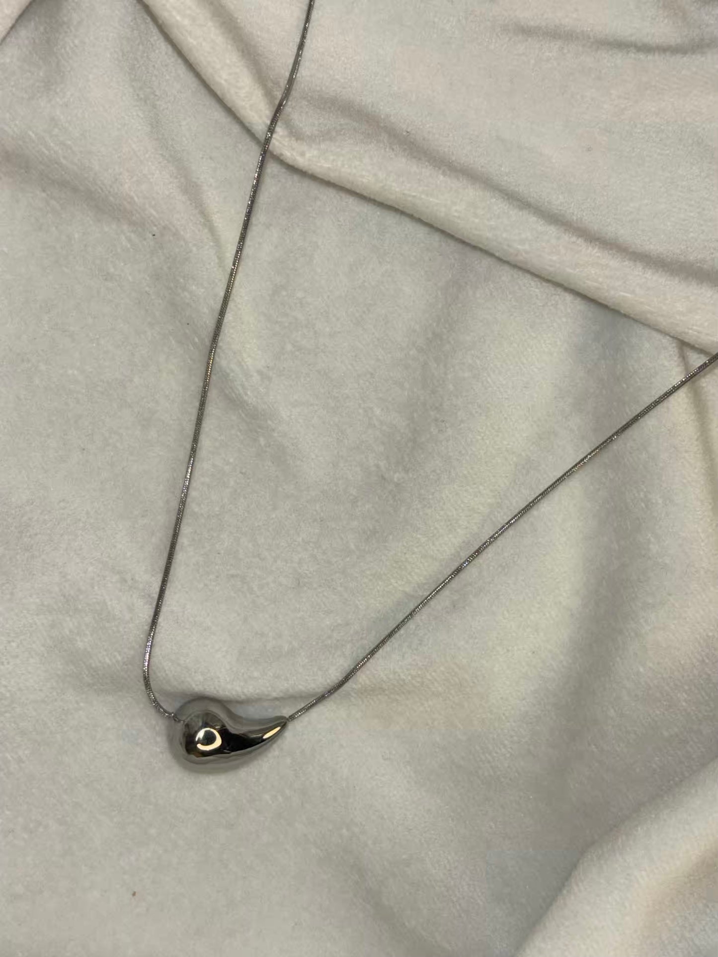 Drop Shaped Necklace ( Silver Plated )