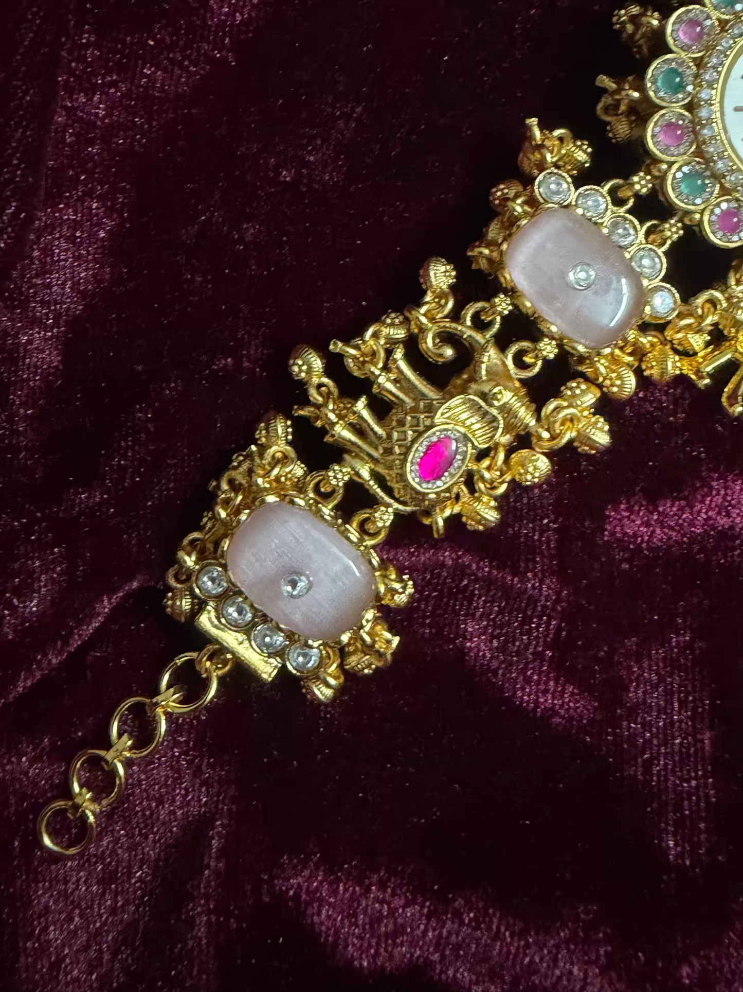 Pink Dial Luxury Watch Rakhi in Premium Swarovski