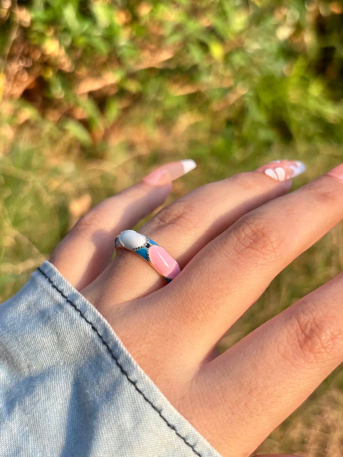 Multicoloured Cross Band Ring - Adjustable