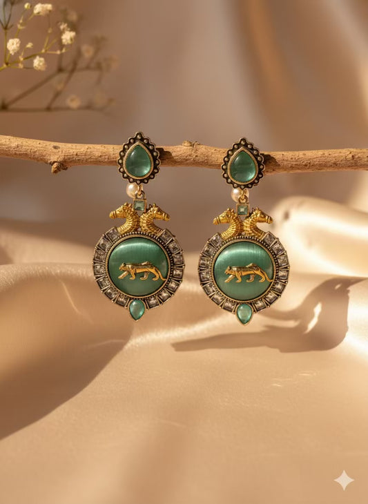 Mint Sabhya Premium Oxidised Silver Plated Earrings