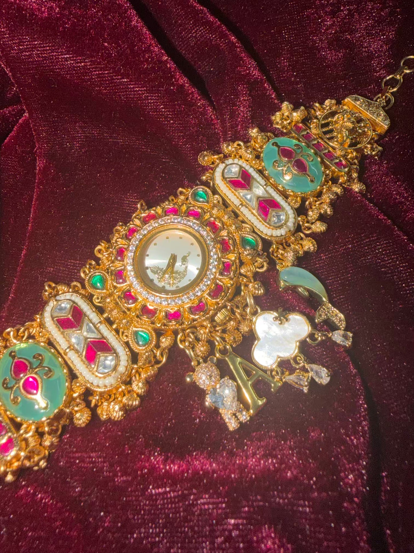 Peacock Luxury Watch Rakhi in Premium Swarovski Charms