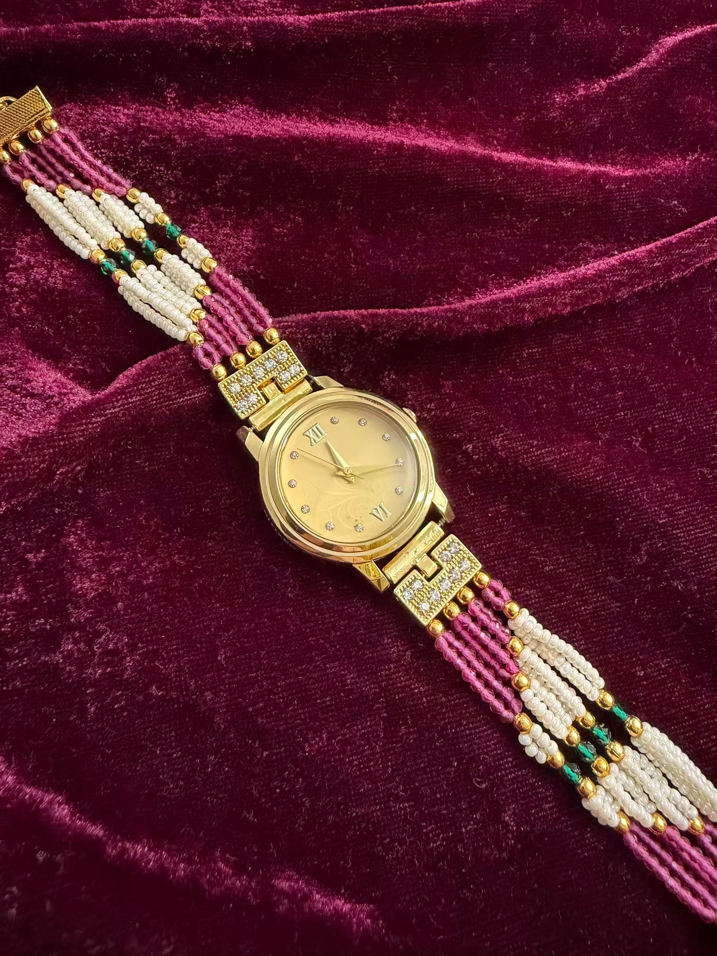 Gold Dial Royal Pink Maharani Watch Design Heritage Bracelet