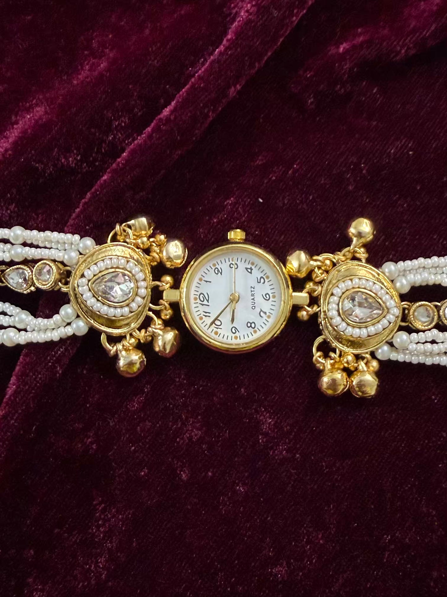 Kundan Drop Gold Maharani Watch Design Heritage Bracelet (Copy)
