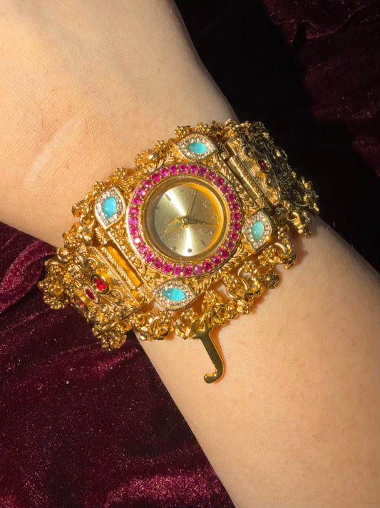Rajsi Gulbahar Heritage Watch Rakhi in Premium Swarovski (Free Initial)