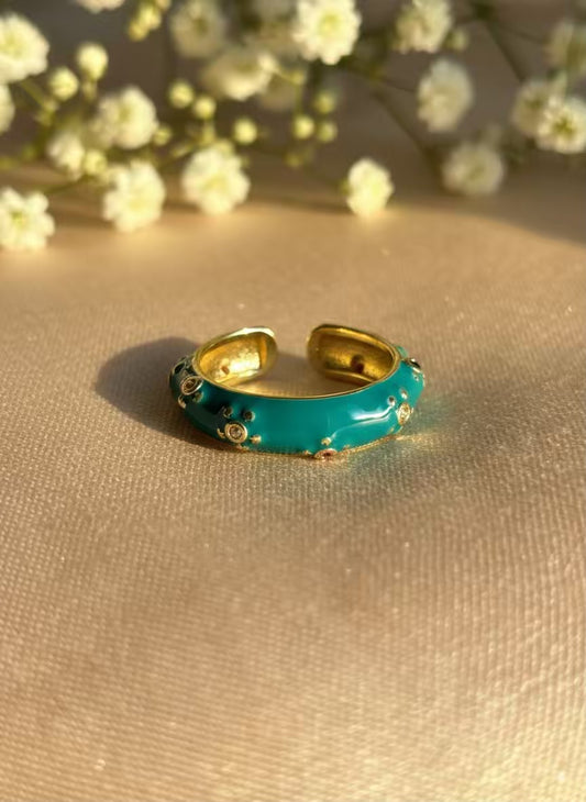 Green Gold Plated Premium Ring (Adjustable)
