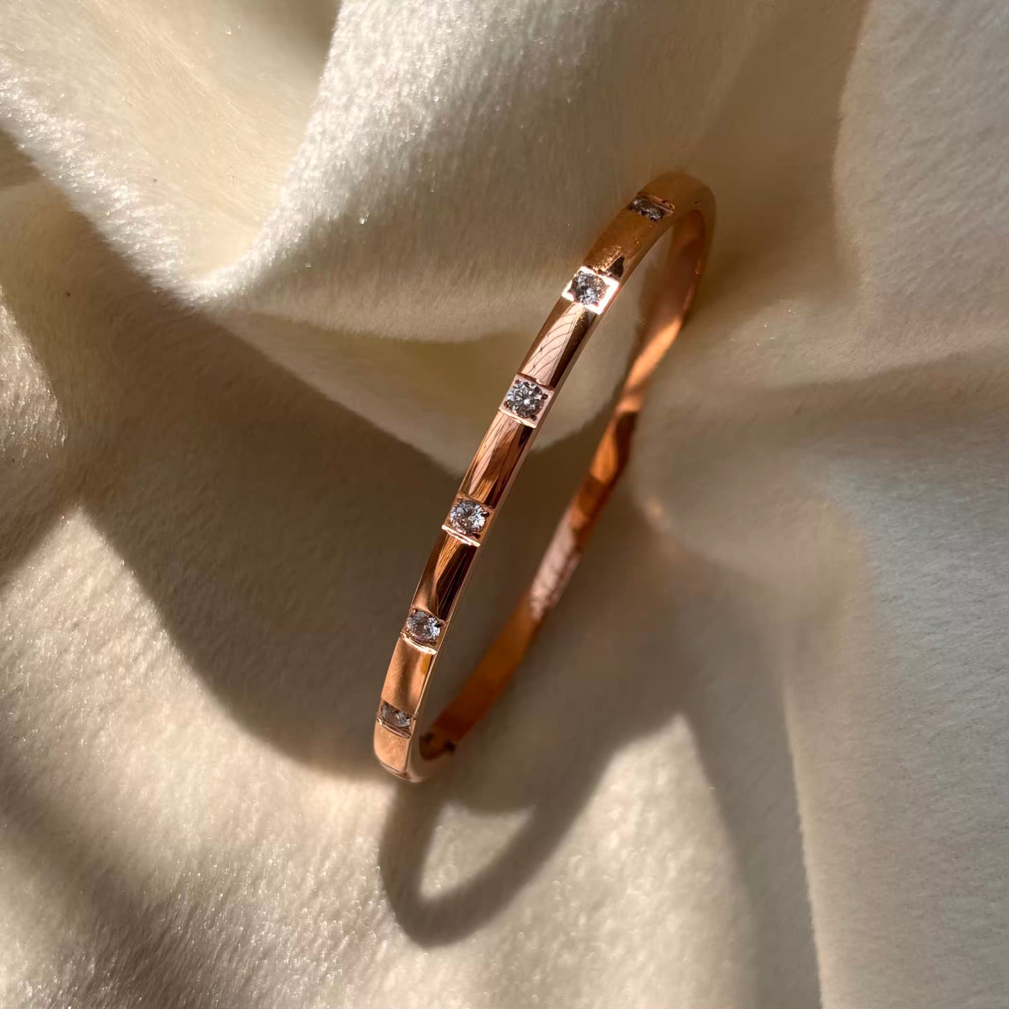 Rose Gold Diamond Sleek Bangle