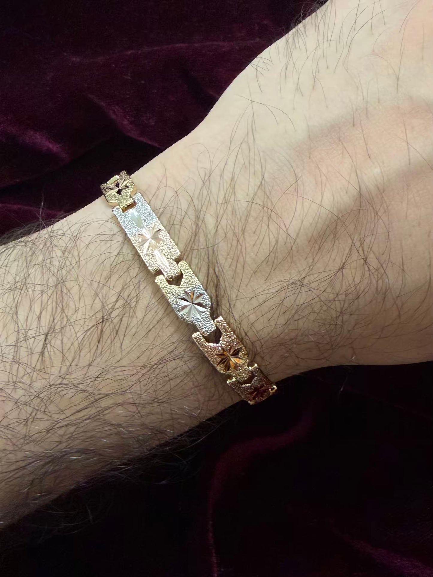 Three Tone Silver Diamond Men's Rakhi Bracelet