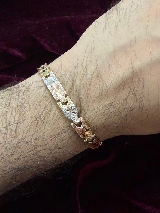 Three Tone Silver Diamond Men's Rakhi Bracelet