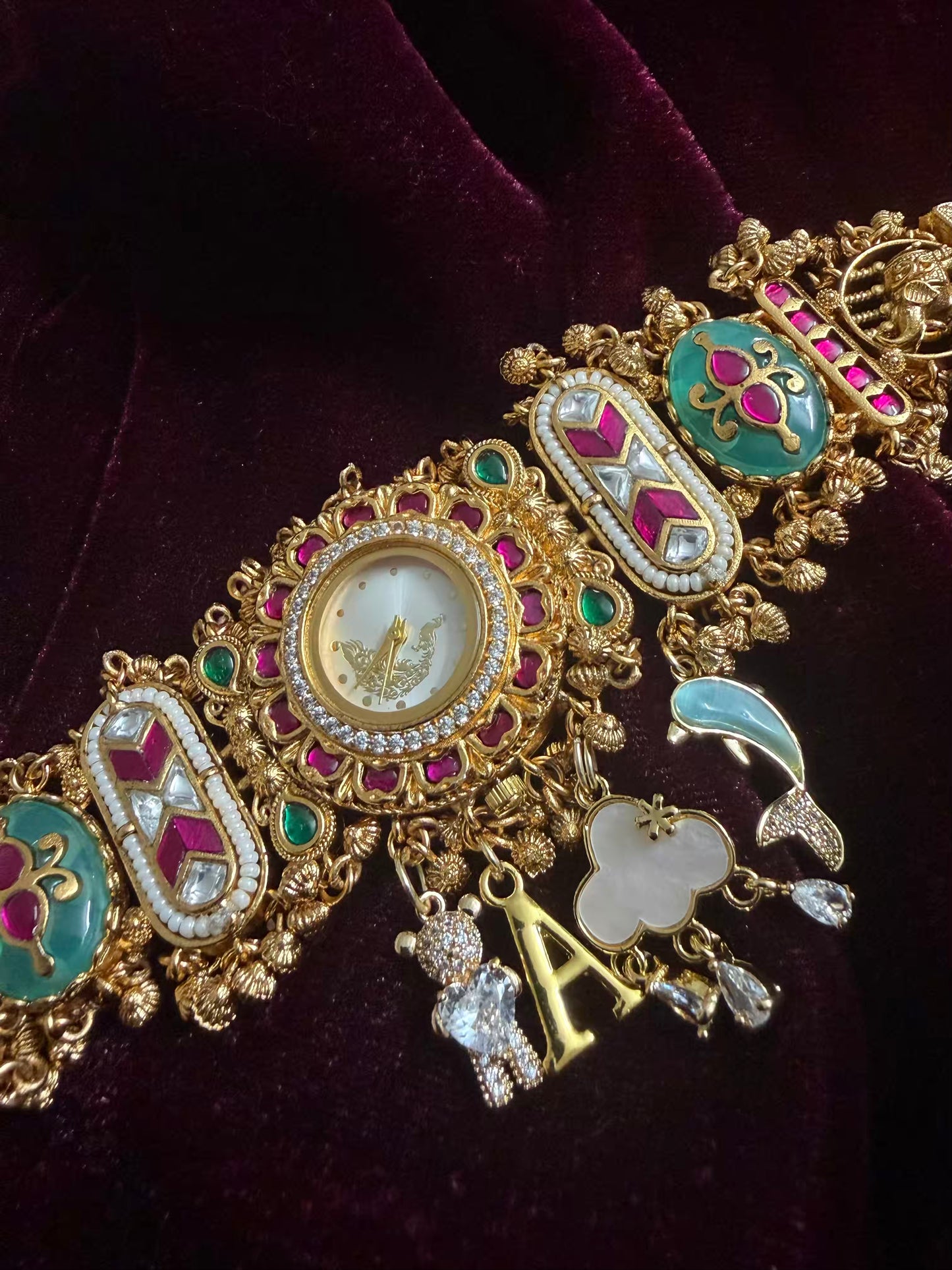 Peacock Luxury Watch Rakhi in Premium Swarovski Charms