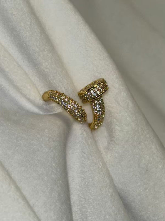 Premium Nail Studded Adjustable Ring ( Gold )