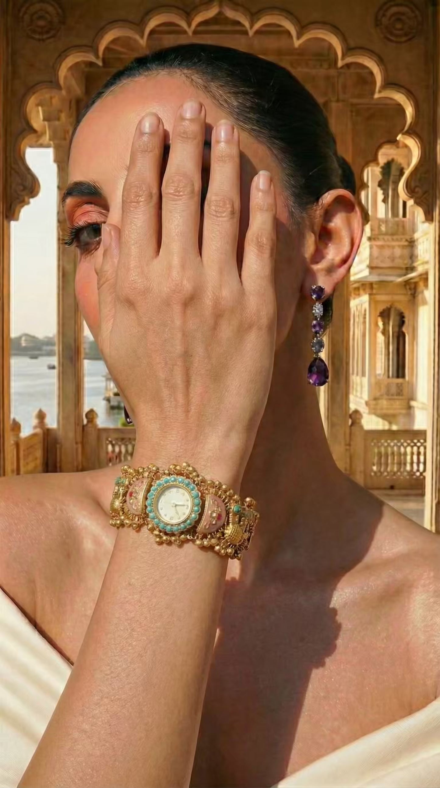 Pink Floral Round Dial Maharani Watch Heritage Bracelet