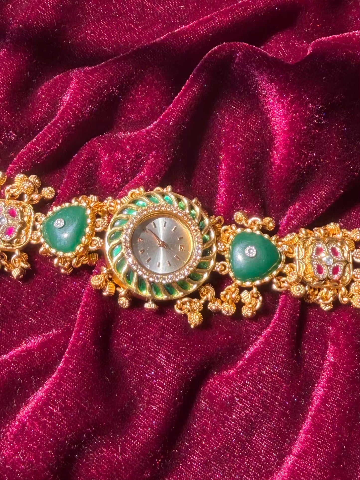 Green Emerald Dial Maharani Watch Design Heritage Bracelet