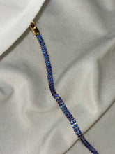 Load image into Gallery viewer, Bright Blue Tennis Bracelet with Loaded Diamonds - Gold Plated
