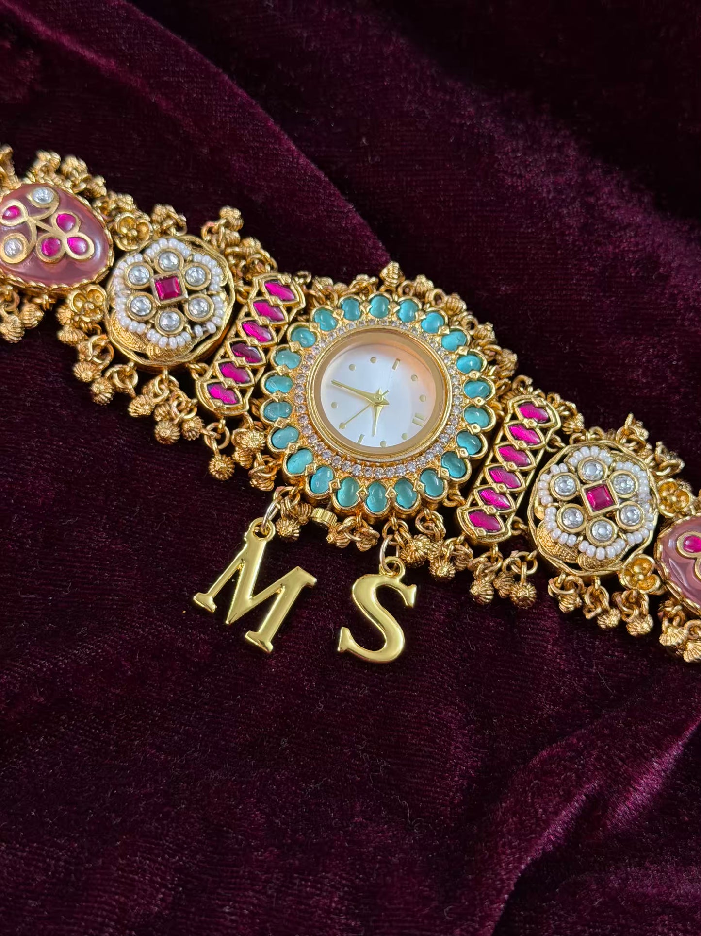 Creamy Kundan Heritage Maharani Watch Design Bracelet ( Only 2pcs Available)