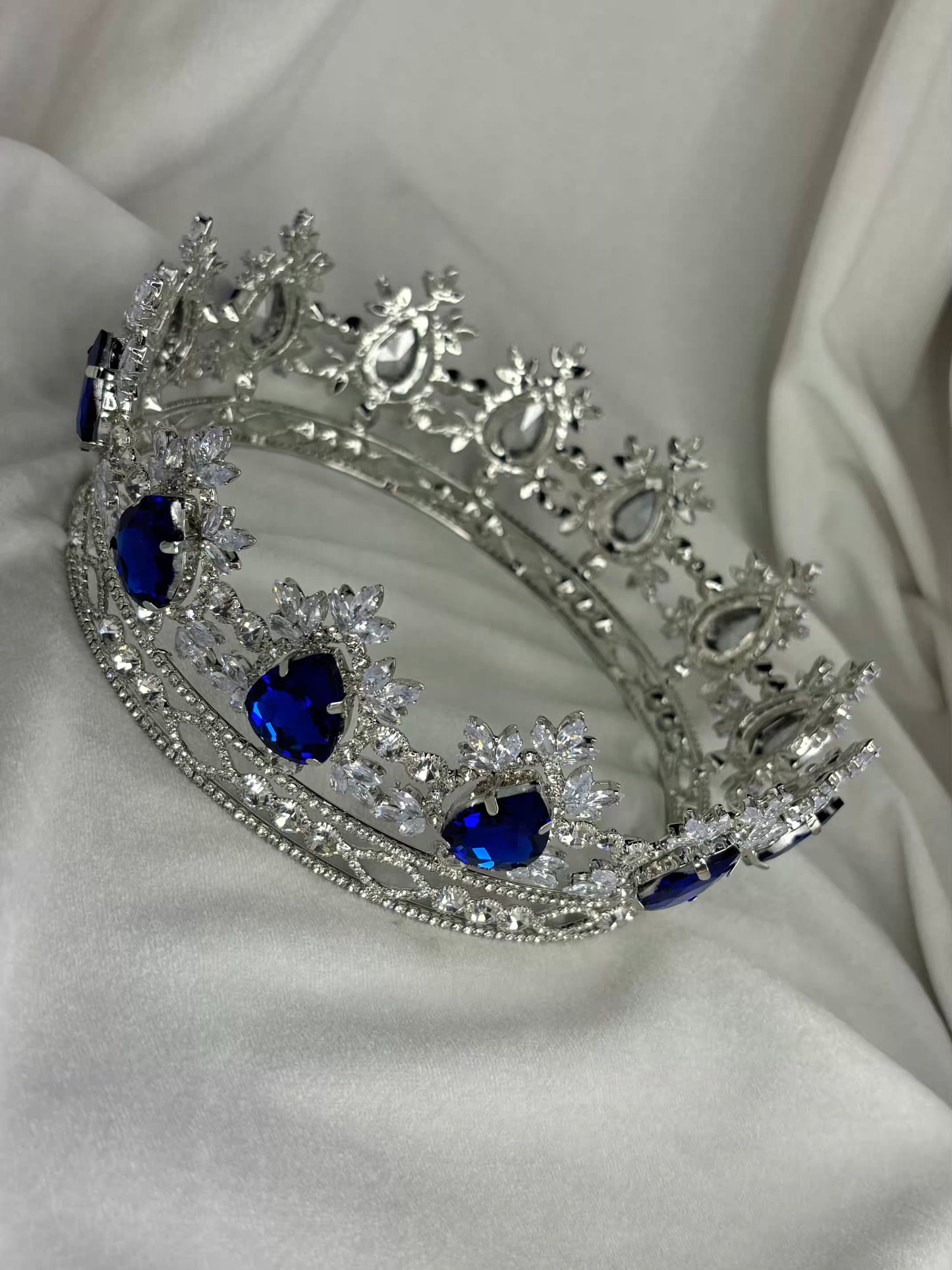Blue Sapphire London Queen Crown - Silver Plated