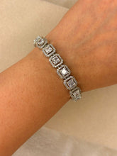 Load image into Gallery viewer, Square Solitaire Diamonds Tennis Bracelet - Silver
