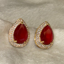 Load image into Gallery viewer, Ruby Red Drop Stud Earrings
