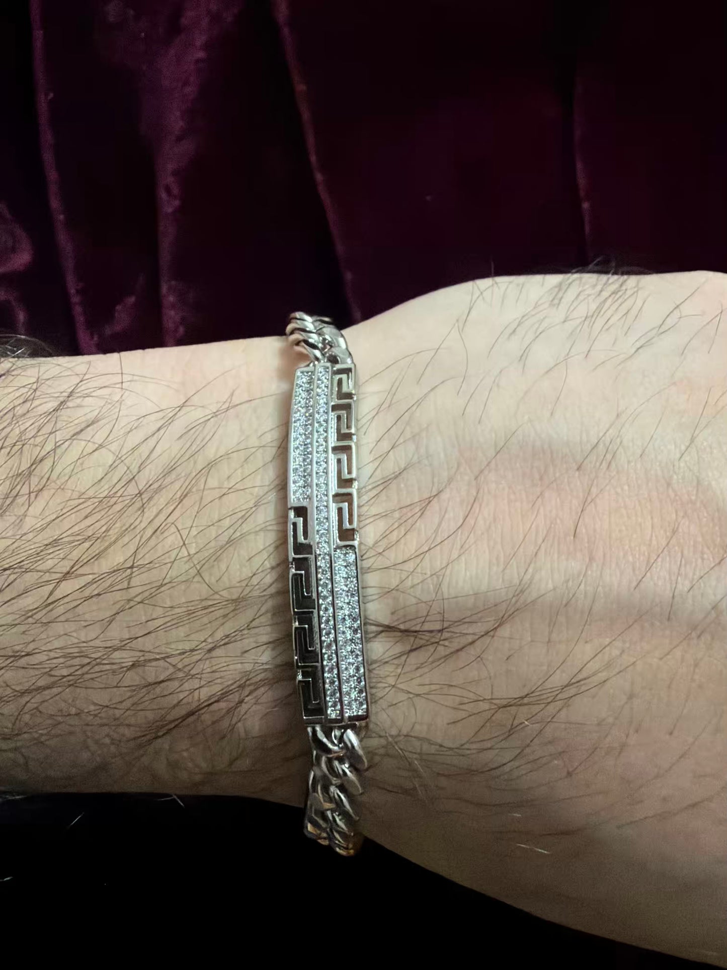Kavach Diamond Men's Rakhi Bracelet - Silver Polish