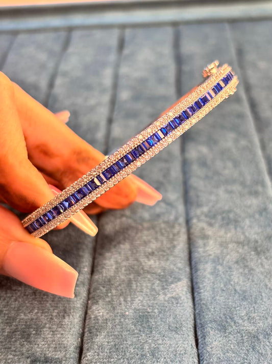Blue Sapphire Luxury Rhodium Plated Bracelet