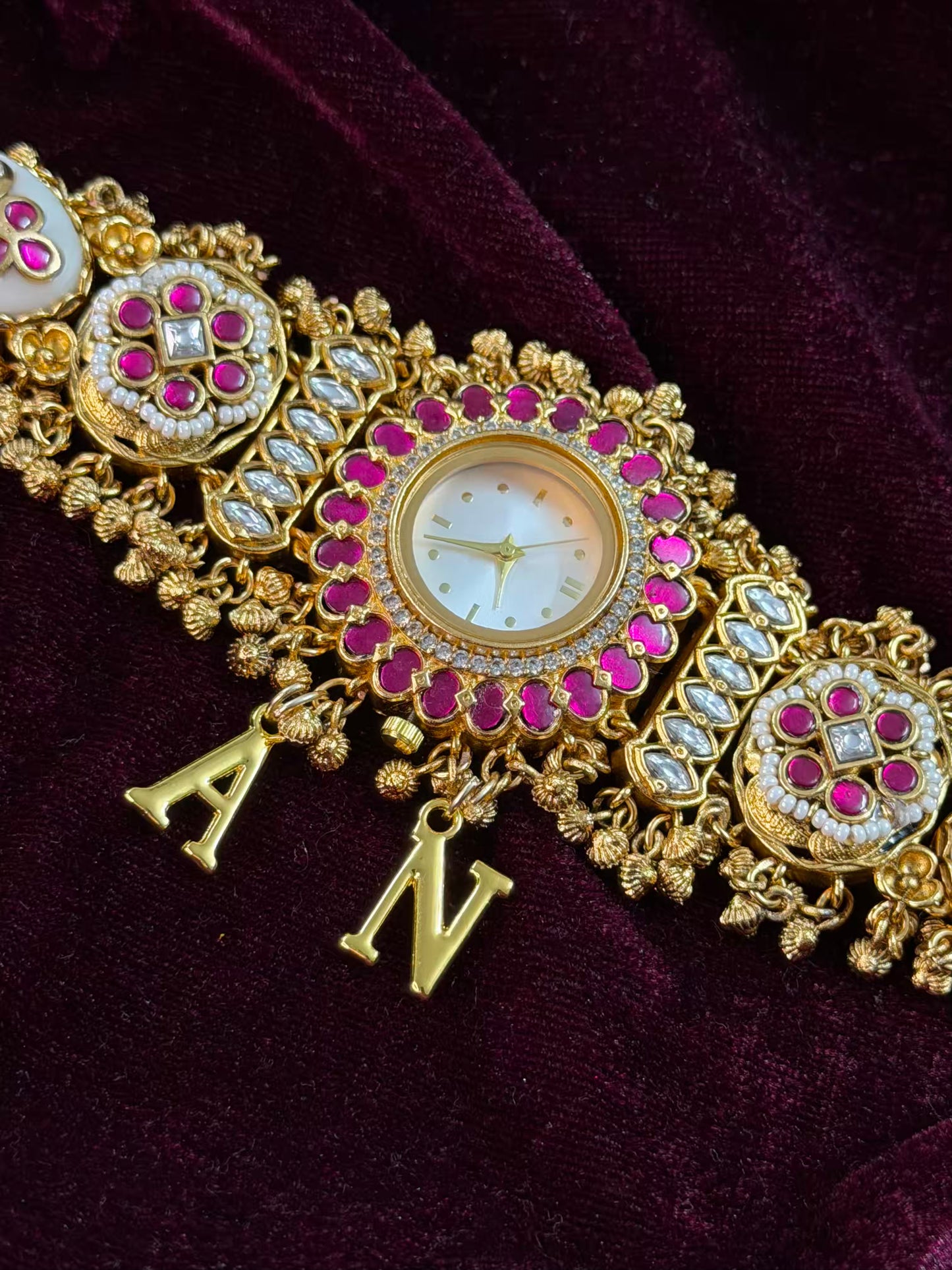 Creamy Kundan Heritage Maharani Watch Design Bracelet ( Only 2pcs Available)