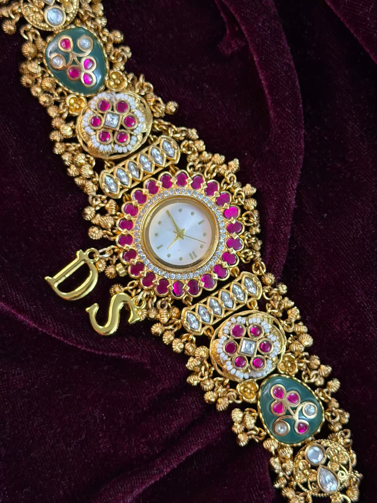 Creamy Kundan Heritage Maharani Watch Design Bracelet ( Only 2pcs Available)