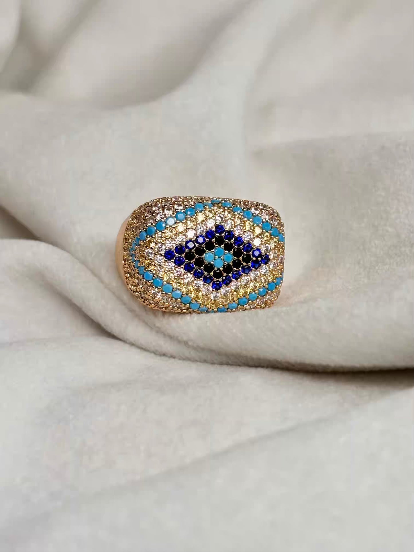 Pushtaini Turquoise Premium Ring - Gold Plated US Size 8
