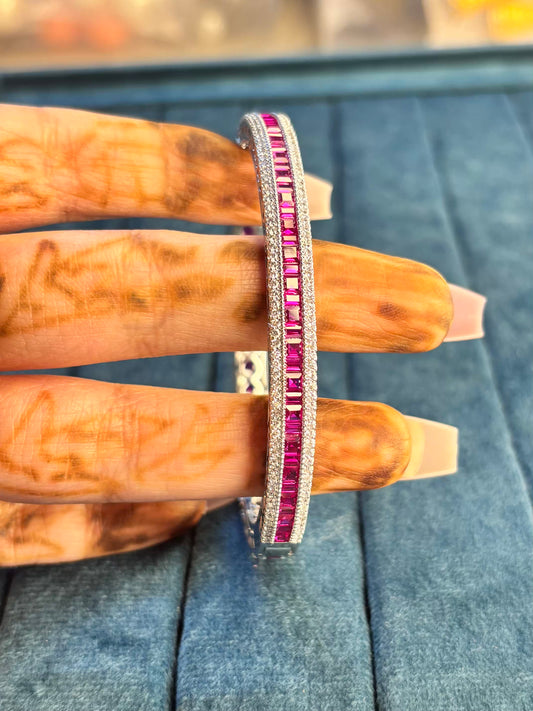 Ruby Pink Luxury Rhodium Plated Bracelet
