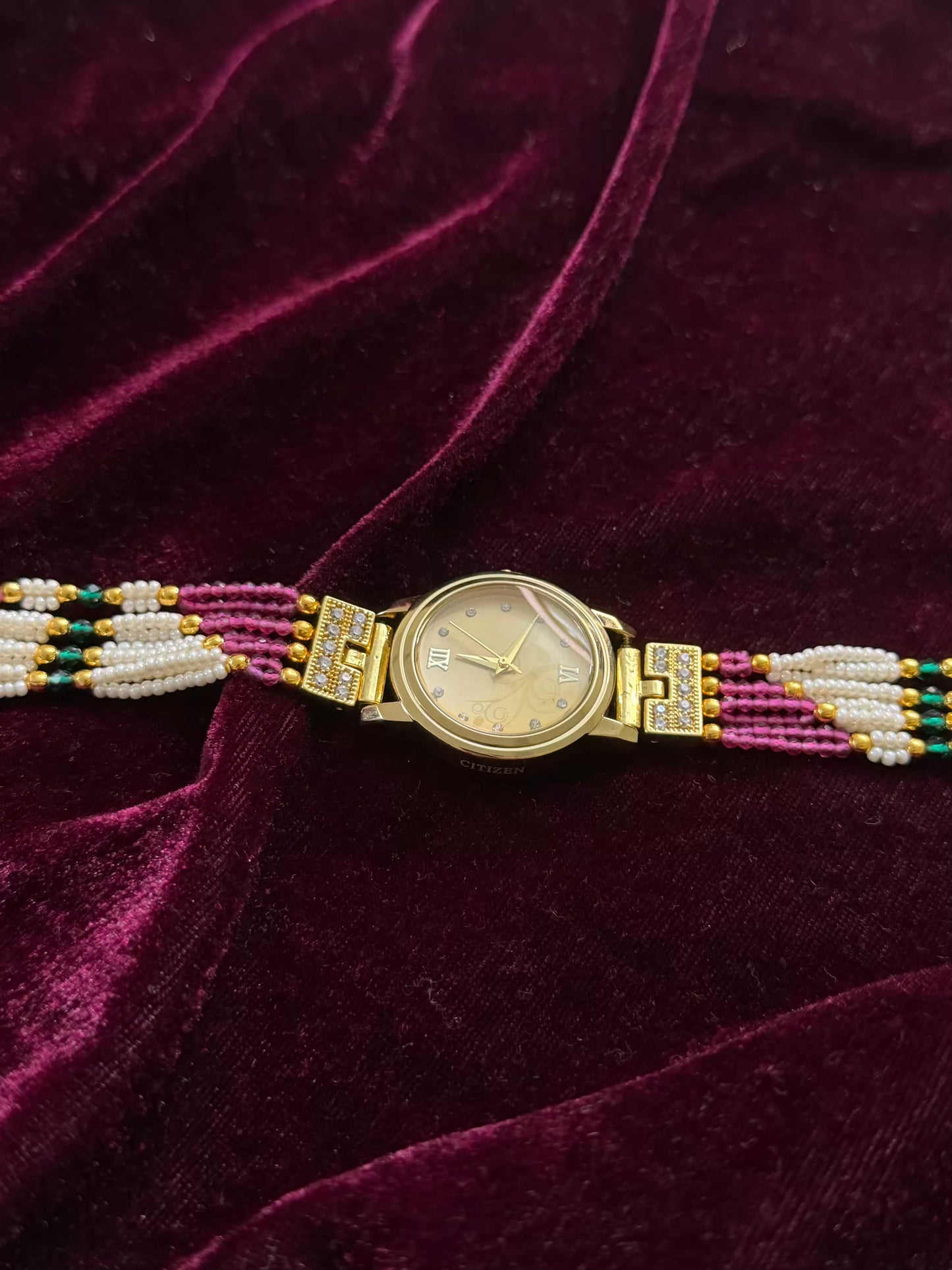 Gold Dial Royal Pink Maharani Watch Design Heritage Bracelet