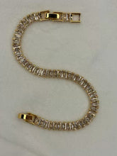 Load image into Gallery viewer, Line Shining Solitaire Diamonds Tennis Bracelet - Gold Colour ( Unisex )
