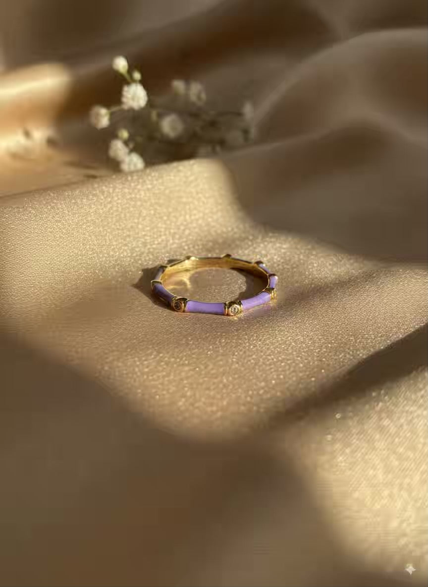 Light Lavender Gold Plated Premium Ring (Adjustable)