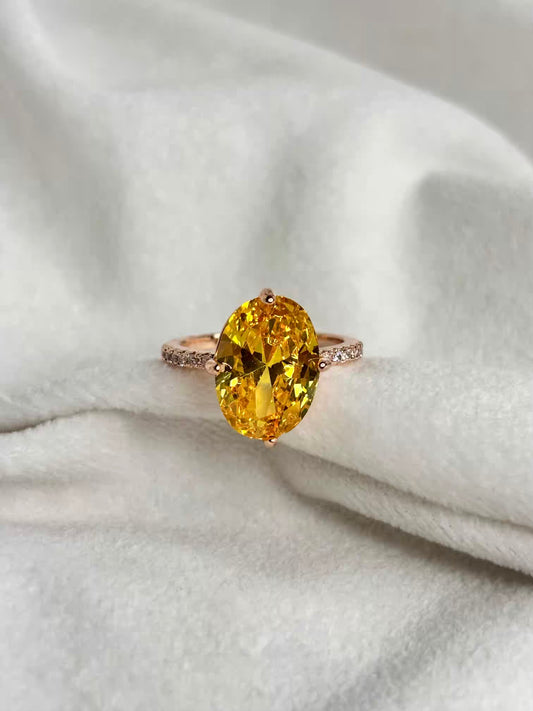 Yellow Sapphire Pukhraj Ring for Career / Business - Rose Gold