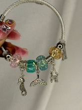 Load image into Gallery viewer, Pandora Charms Colourful Sea Horse Bracelet With Customised Initial ( Silver )
